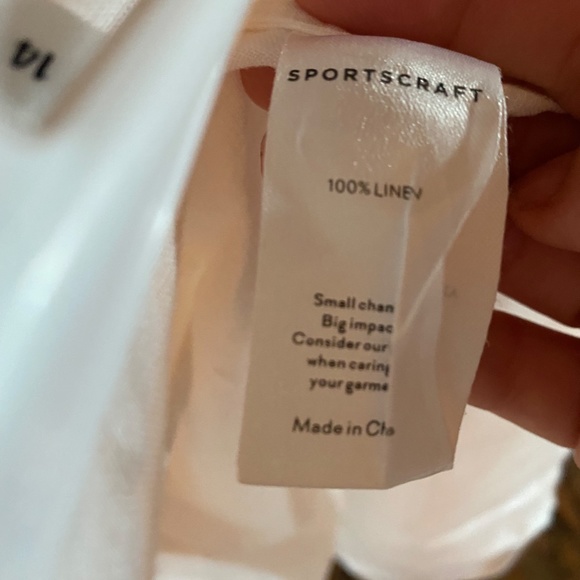 SPORTSCRAFT 100% WHITE LINEN SHORT SLEEVE SHIRT 14 - Picture 6 of 8